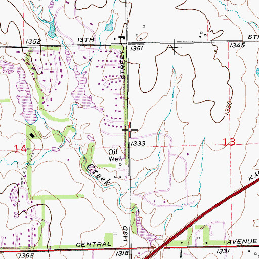 Topographic Map of Sedgwick County Fire District 1 Station 38, KS
