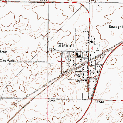 Topographic Map of Seward County Fire Department Kismet North Station, KS