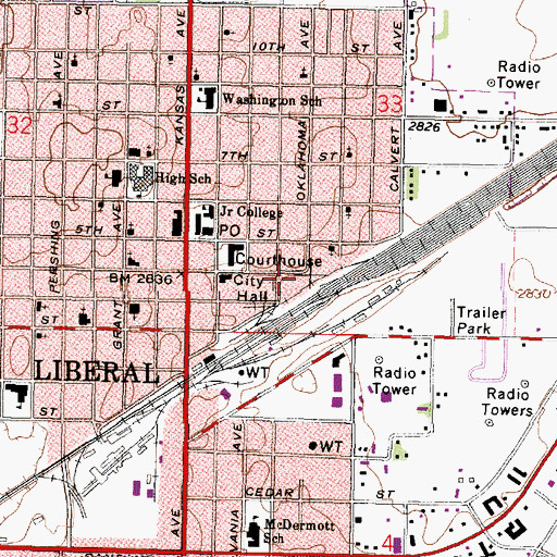 Topographic Map of Seward County Fire Department, KS