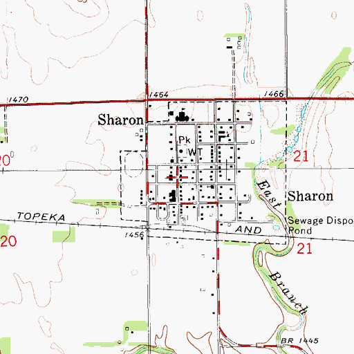 Topographic Map of Sharon Fire Department, KS