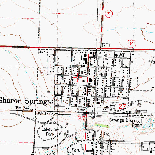 Topographic Map of Sharon Springs Fire Department, KS