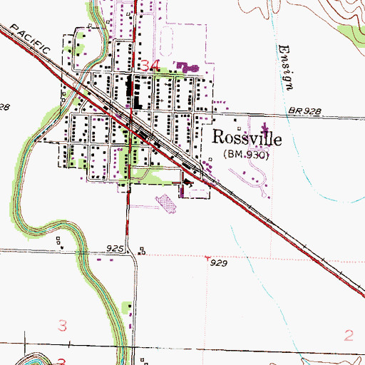 Topographic Map of Shawnee County Fire District 3 Rossville Station, KS