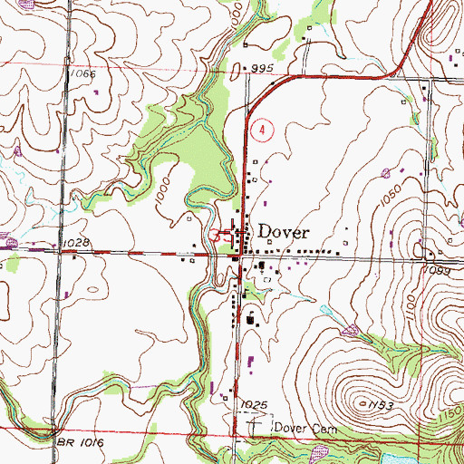 Topographic Map of Shawnee County Fire District 4 Dover Station, KS