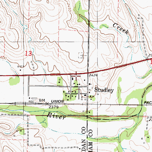 Topographic Map of Sheridan County Rural Fire District 1 Studley Station, KS