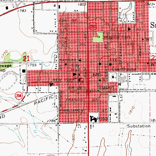 Topographic Map of Smith Center Fire Department, KS