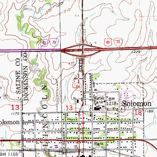 Topographic Map of Solomon Volunteer Fire Department, KS