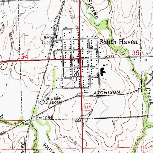 Topographic Map of South Haven Volunteer Fire Department, KS