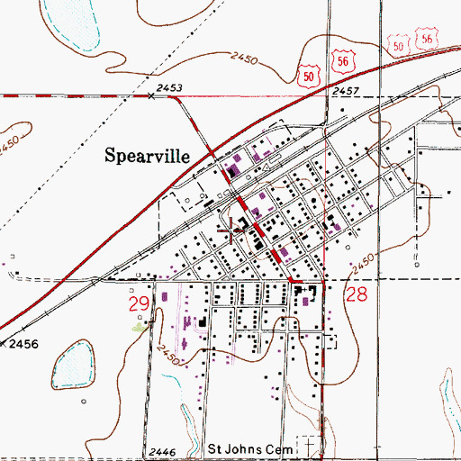 Topographic Map of Spearville Volunteer Fire Department, KS