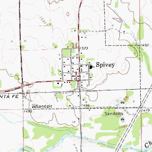 Topographic Map of Spivey Rural Fire Department, KS