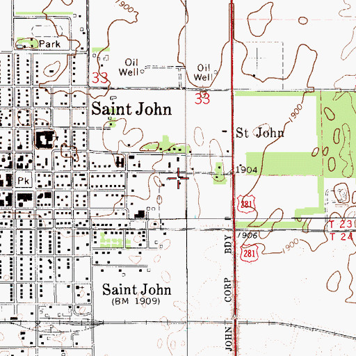 Topographic Map of Stafford County Rural Fire Department Station 420, KS