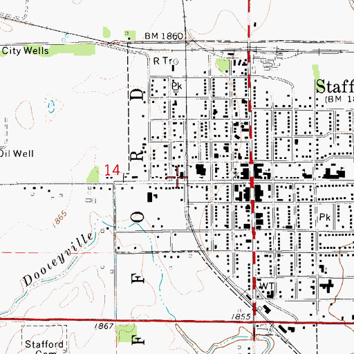 Topographic Map of Stafford Fire Department, KS