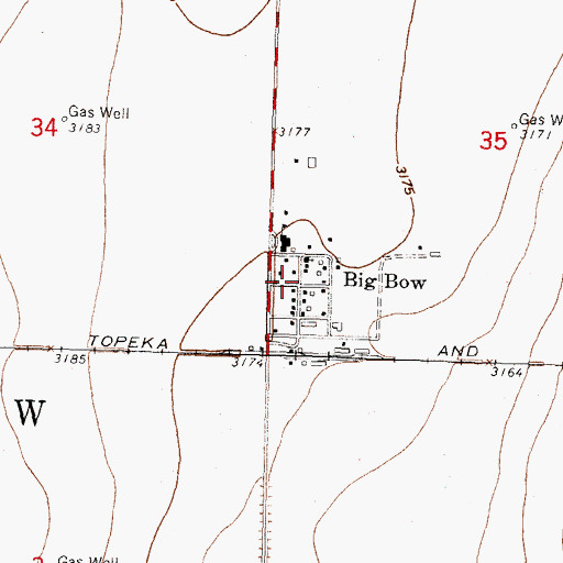 Topographic Map of Stanton County Fire and Rescue Big Bow Station, KS