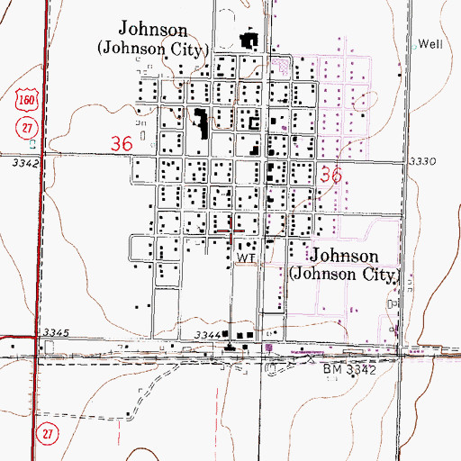 Topographic Map of Stanton County Fire and Rescue Main Station, KS