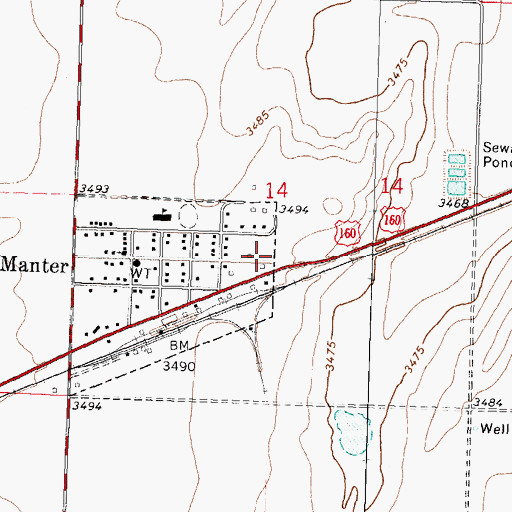 Topographic Map of Stanton County Fire and Rescue West Manter Station, KS