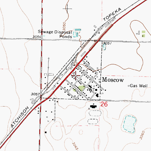 Topographic Map of Stevens County Fire Department Moscow Station, KS