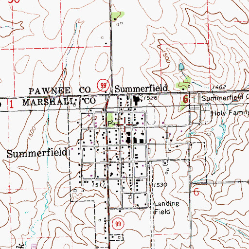 Topographic Map of Summerfield Volunteer Fire Department, KS