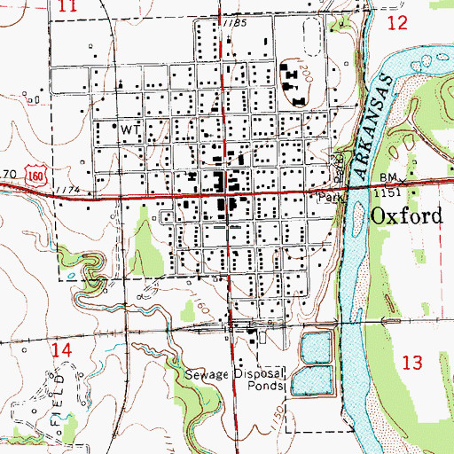 Topographic Map of Sumner County Fire District 3 Oxford, KS