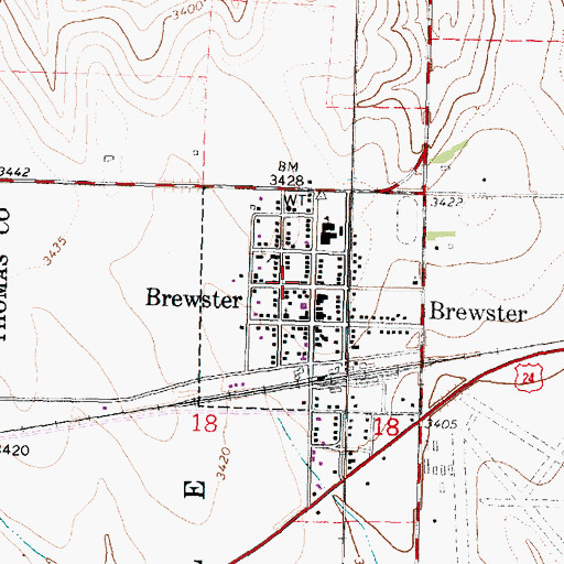 Topographic Map of Thomas County Rural Fire District 5, KS