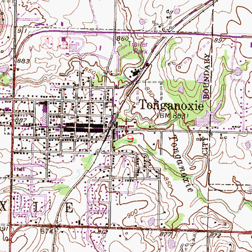 Topographic Map of Tonganoxie Fire Department, KS