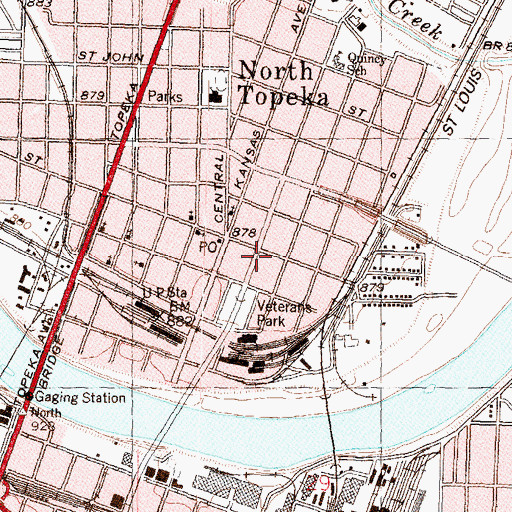 Topographic Map of Topeka Fire Department Station 1, KS
