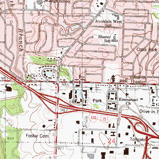 Topographic Map of Topeka Fire Department Station 10, KS
