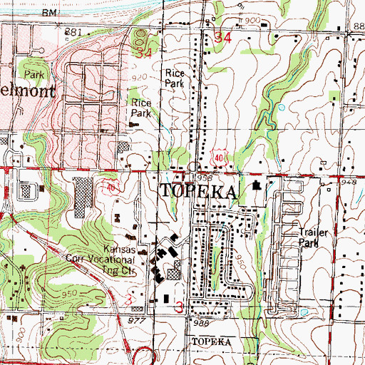 Topographic Map of Topeka Fire Station 2, KS