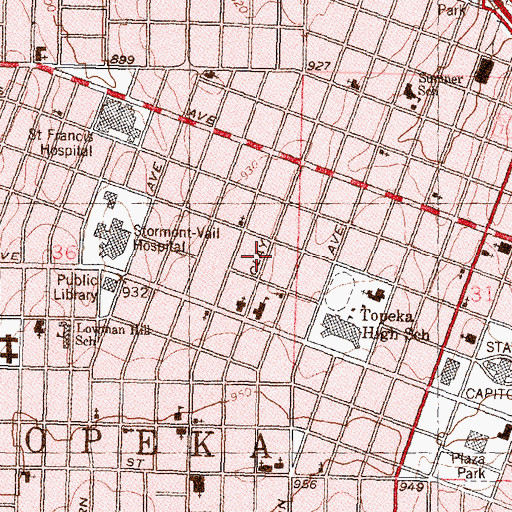 Topographic Map of Topeka Fire Department Station 4, KS