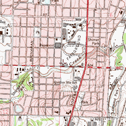 Topographic Map of Topeka Fire Department Station 5, KS