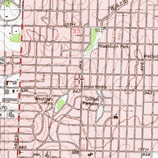 Topographic Map of Topeka Fire Department Station 7, KS