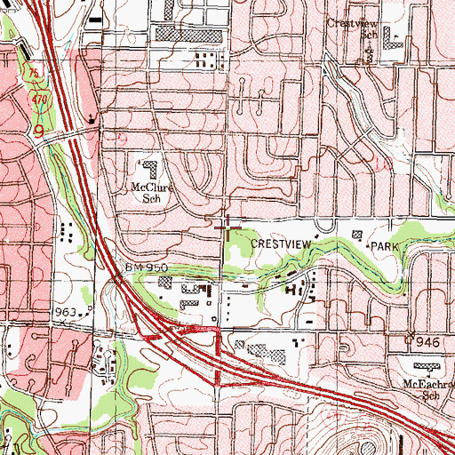 Topographic Map of Topeka Fire Department Station 8, KS