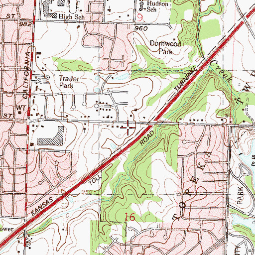Topographic Map of Topeka Fire Department Station 9, KS