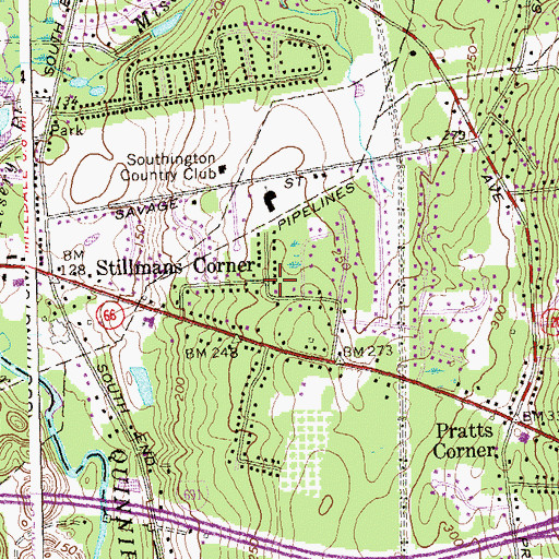 Topographic Map of Stillmans Corner, CT