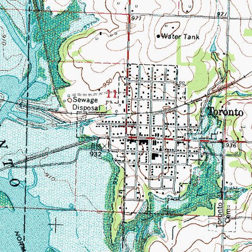 Topographic Map of Toronto Fire Department, KS