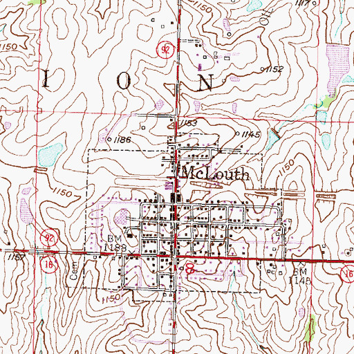 Topographic Map of McLouth Fire Department, KS