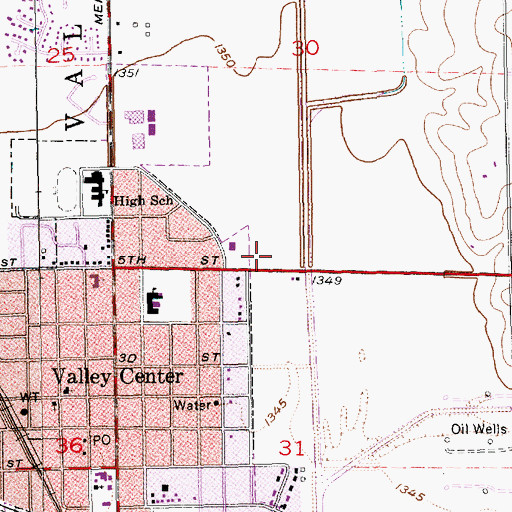 Topographic Map of Valley Center Fire Department, KS