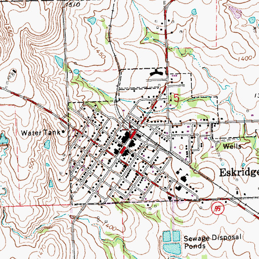 Topographic Map of Wabaunsee County Fire District 5, KS