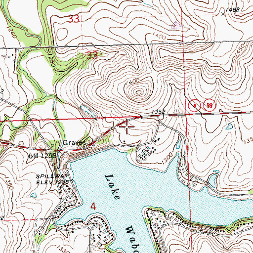 Topographic Map of Wabaunsee County Fire District 5 - Lake Wabaunsee Substation, KS