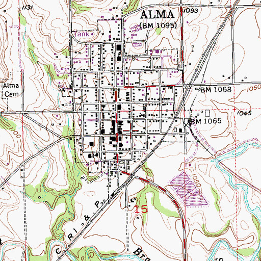 Topographic Map of Wabaunsee Township Fire District 6, KS