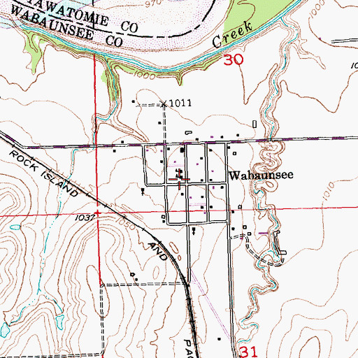 Topographic Map of Wabaunsee Township Fire District 8, KS