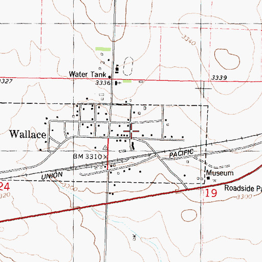 Topographic Map of Wallace Fire Department, KS
