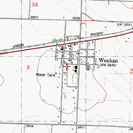 Topographic Map of Weskan Fire Department 3, KS