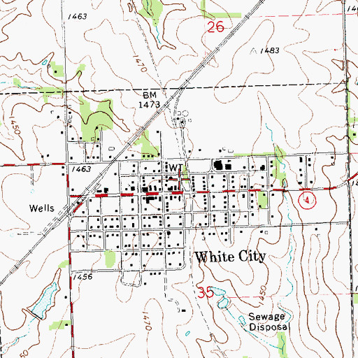 Topographic Map of White City Volunteer Fire Department, KS