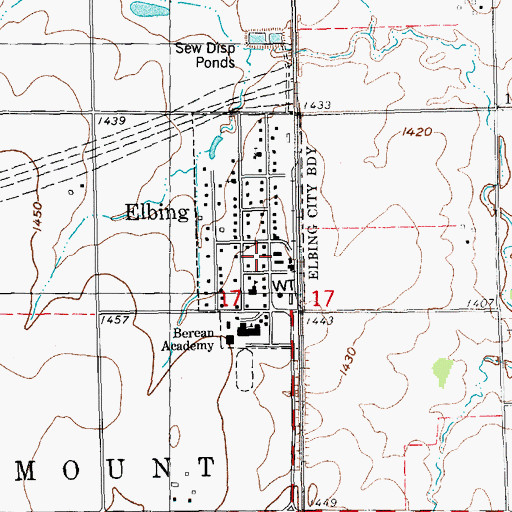 Topographic Map of Whitewater River Consolidated Fire District - Elbing Station, KS