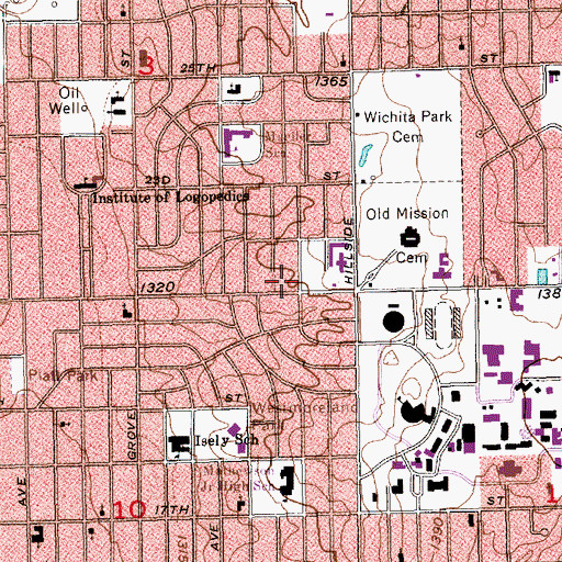 Topographic Map of Wichita Fire Department Station 10, KS