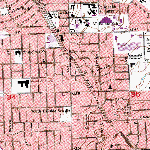 Topographic Map of Wichita Fire Department Station 11, KS