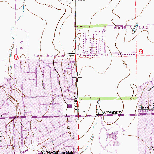 Topographic Map of Wichita Fire Department Station 16, KS