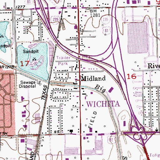 Topographic Map of Wichita Fire Department Station 19, KS
