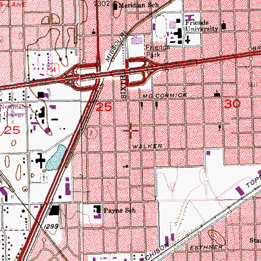 Topographic Map of Wichita Fire Department Station 4, KS