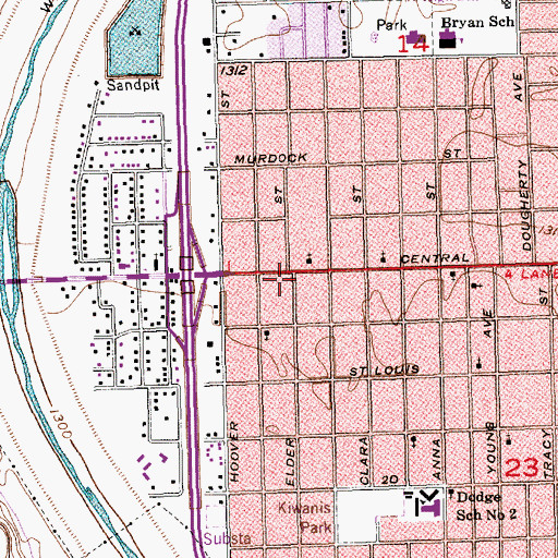 Topographic Map of Wichita Fire Department Station 8, KS