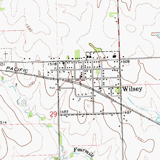 Topographic Map of Wilsey Fire Department, KS